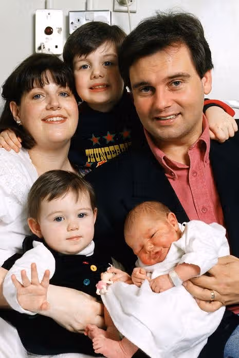 TV presenter Eamonn Holmes with his first wife Gabrielle and their three children
