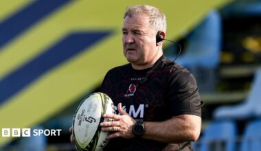 Richie Murphy watches Ulster warm up against the Bulls