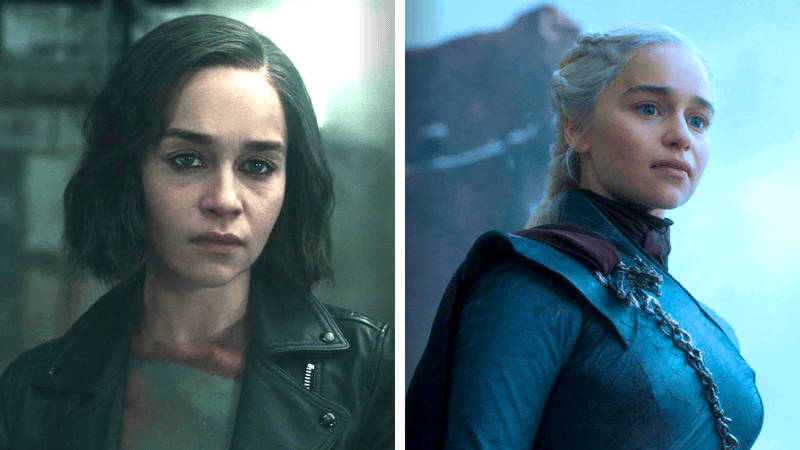 Emilia Clarke as G'iah in Secret Invasion and Daenerys Targaryen in Game of Thrones.