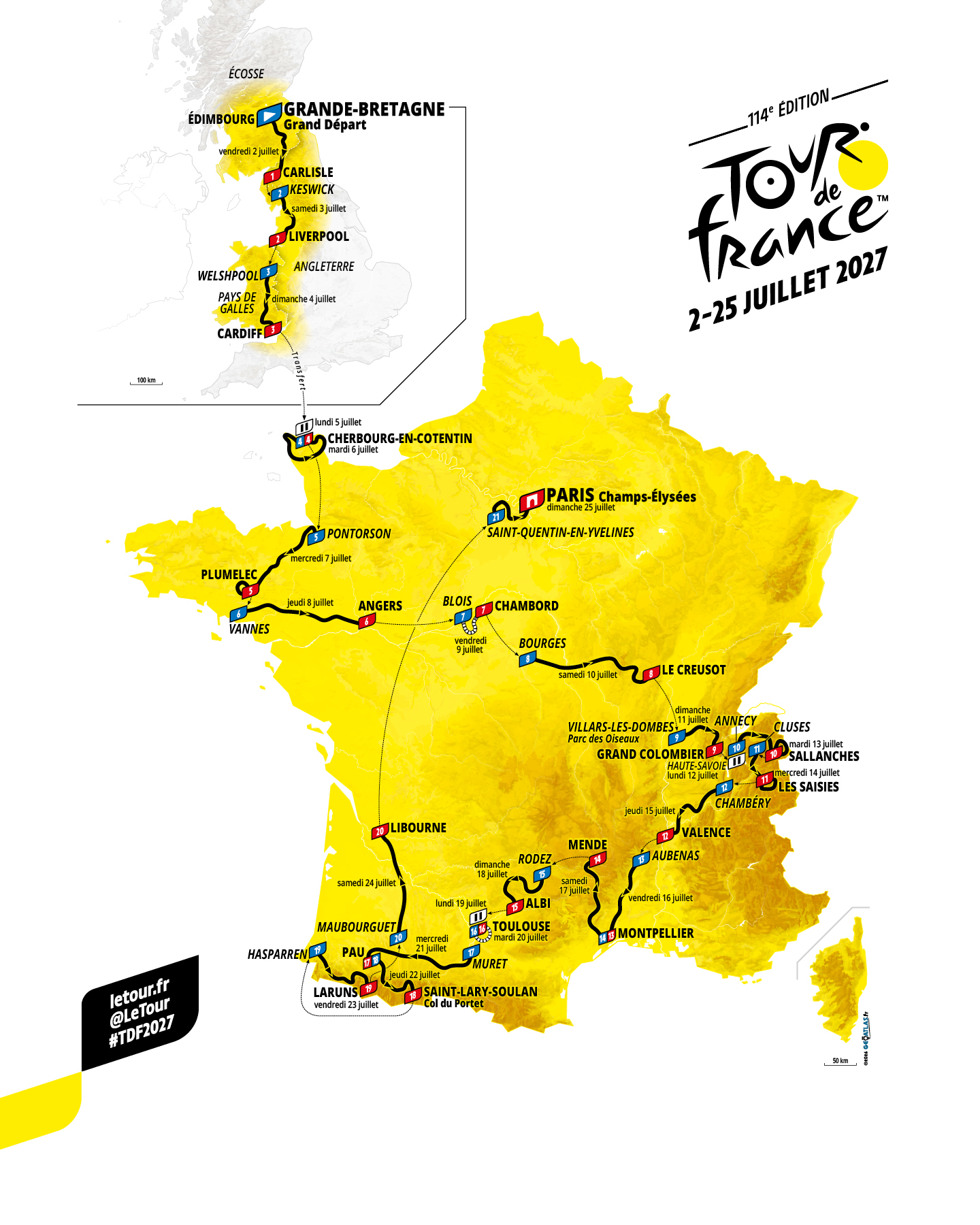 Tour de France men's 2027 route map