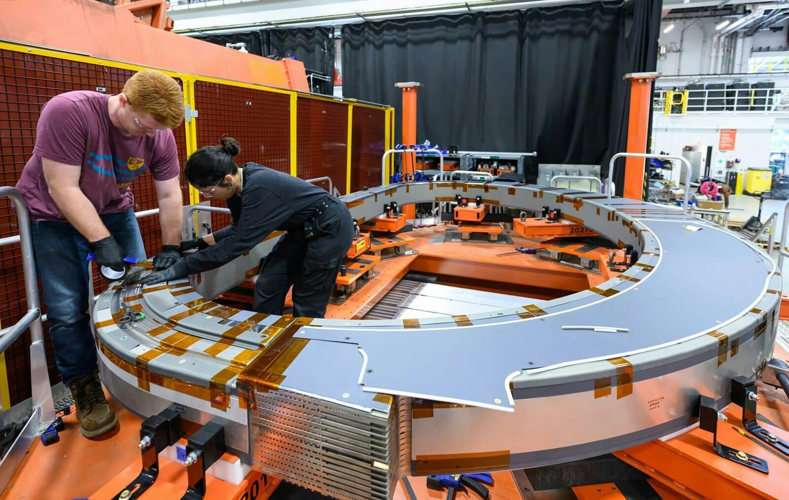 SPARC fusion magnets on assembly jig at Devens Massachusetts facility, 60 acre campus