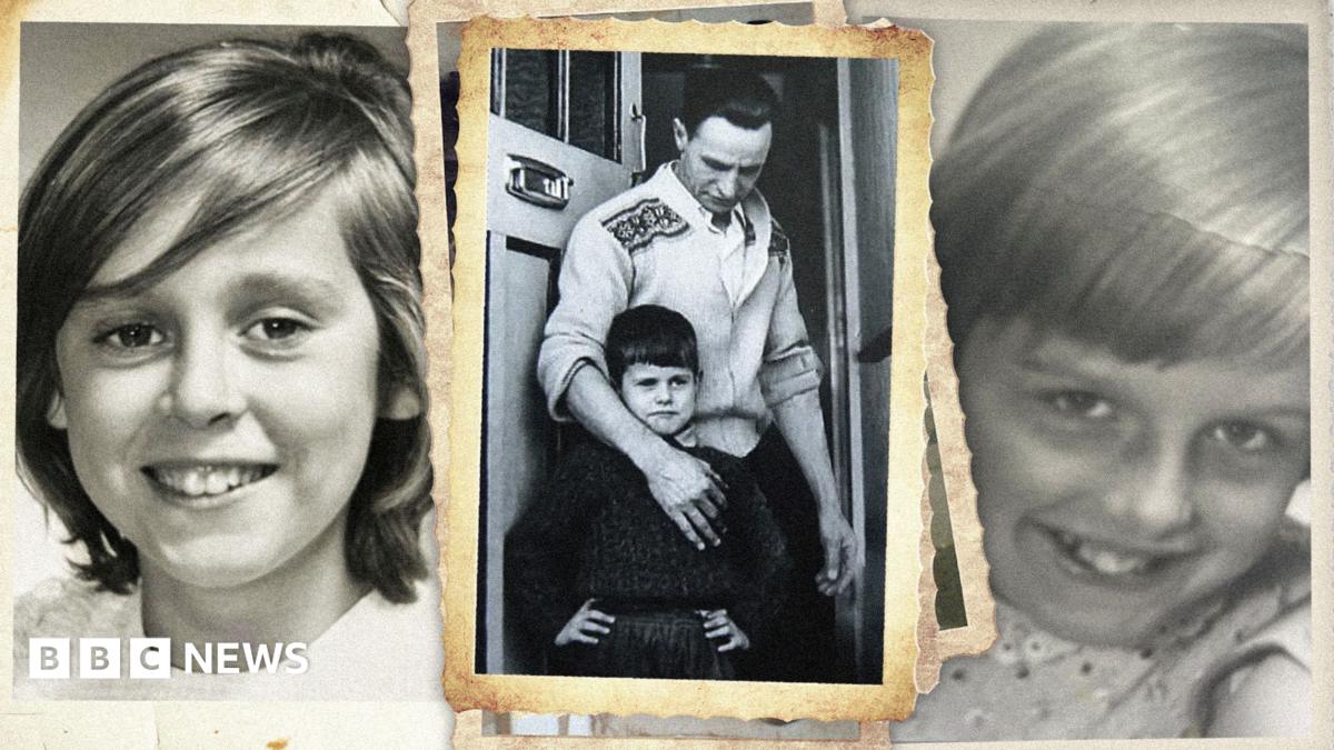 A composite image of the disaster site and people affected. They are all black and white photos and include an aerial view of the submerged school and individual photos of young children.