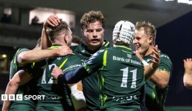 Connacht celebrating a try