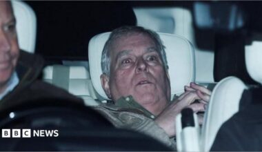 Andrew Mountbatten-Windsor in the back of a car