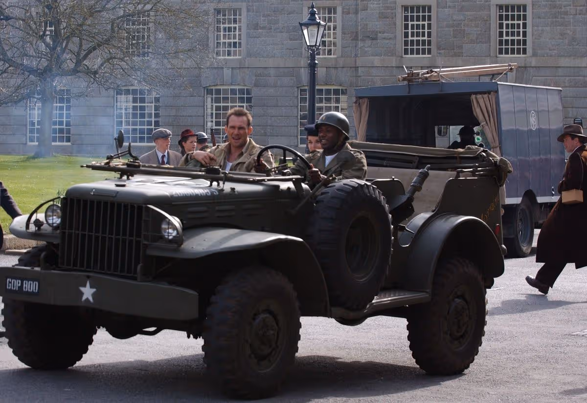 FILMING AT THE ROYAL WILLIAM YARD FOR THE FILM CHURCHILL - THE HOLLYWOOD YEARS.