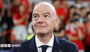Gianni Infantino looking upwards to his right