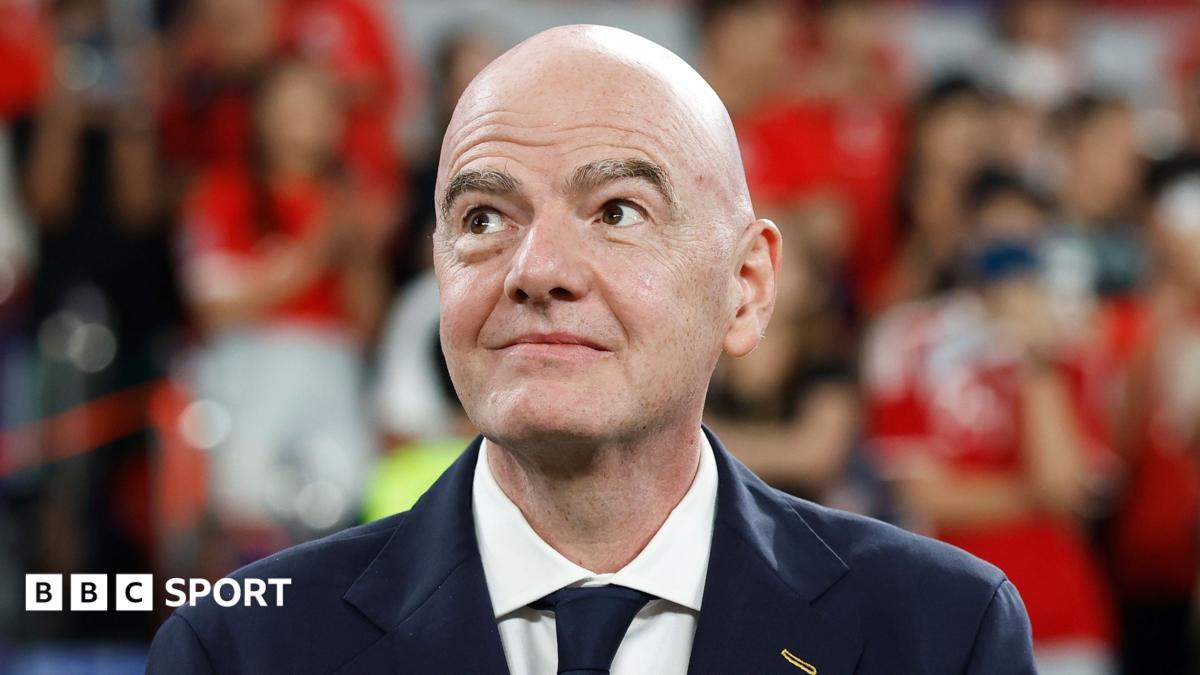 Gianni Infantino looking upwards to his right