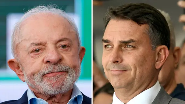 Brazil's President President Lula da Silva (left) and presidential candidate Flavio Bolsonaro (right)