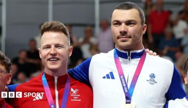 James Ball and Aaron Pope on the podium at the 2026 Commonwealth Games