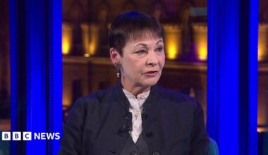 Caroline Lucas in the BBC Newsnight studio.
