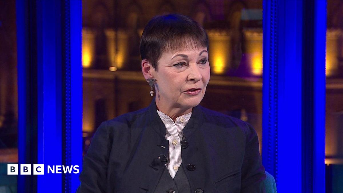 Caroline Lucas in the BBC Newsnight studio.