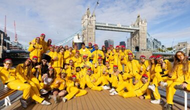 Ali G and look-alikes pose in London