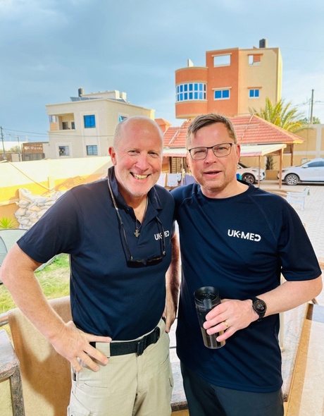 Professors Andy Kent and Angus Watson in Gaza