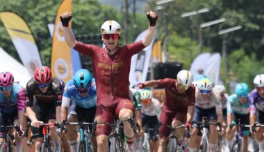 Riley Pickrell (Modern Adventure) claims his win on stage 6 of Le Tour de Langkawi