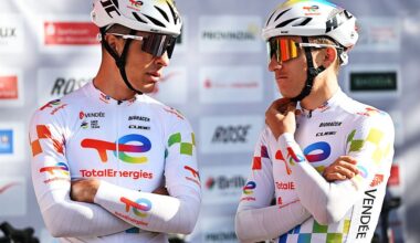 TotalEnergies riders before the start of the 2026 Sparkassen M&uuml;nsterland Giro, one of the last races of the season