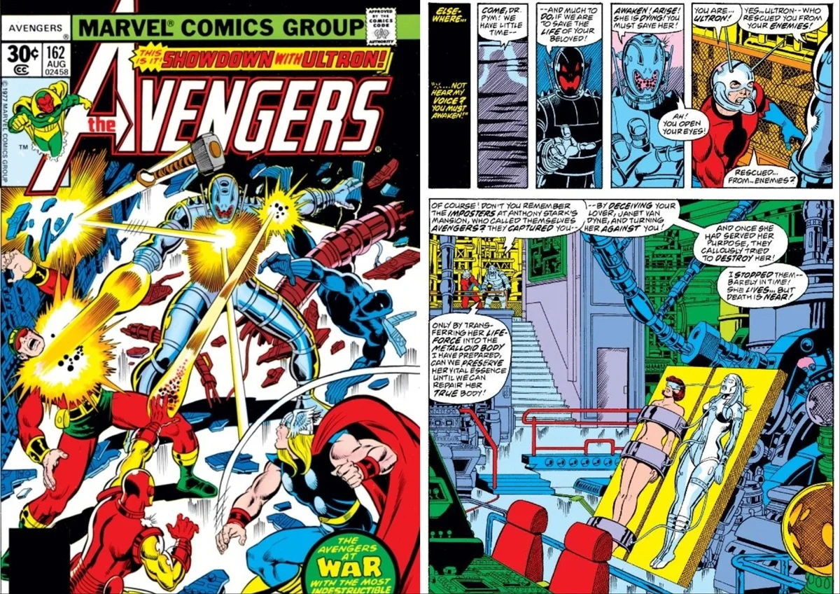 Avengers #162, the first appearance of Jocasta. Art by George Perez.
