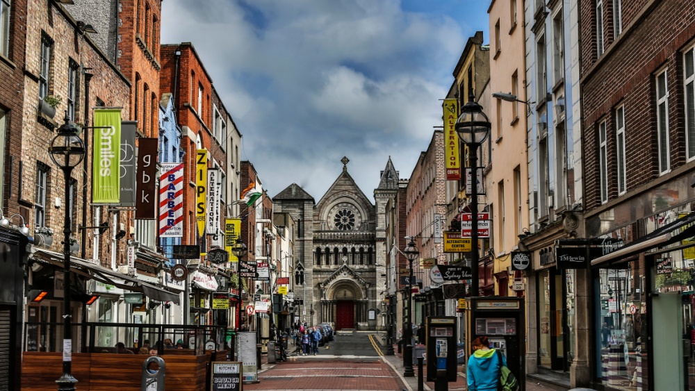busy commercial street