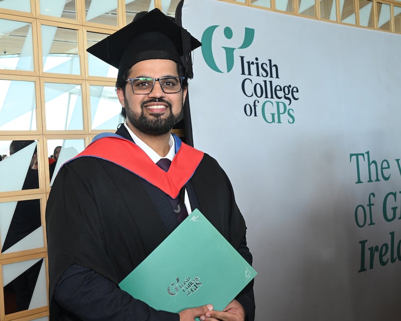 Dr Arsalan Naqvi pictured at the conferring ceremony at the Irish College of GPs. Photograph: David Coleman