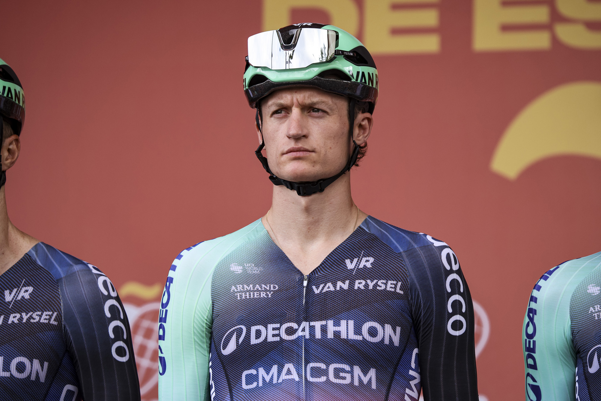 Felix Gall on stage ahead of stage 5 of the 2026 Vuelta a Espa&ntilde;a