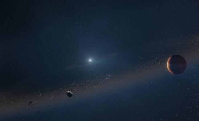 EMBARGOED TO 1600 WEDNESDAY 13 Undated handout image issued by Springer Nature of a new gas giant planet found orbiting a white dwarf star. Issue date: Wednesday October 13, 2021. PA Photo. New research indicates the gas-giant, Jupiter-mass planet is orbiting a white dwarf star in a wide orbit in the Milky Way. See PA story SCIENCE Planet. Photo credit should read: W. M. Keck Observatory/Adam Makarenko/PA Wire NOTE TO EDITORS: This handout photo may only be used in for editorial reporting purposes for the contemporaneous illustration of events, things or the people in the image or facts mentioned in the caption. Reuse of the picture may require further permission from the copyright holder.