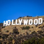 Los Angeles, United States - January 10, 2016: Close-up of the famous Hollywood Sign. Photograph taken from Mulholland Drive.