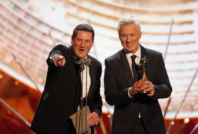LONDON, ENGLAND - JANUARY 20: Tony Hadley and Martin Kemp present at the 21st National Television Awards at The O2 Arena on January 20, 2016 in London, England. (Photo by Tristan Fewings/Getty Images)
