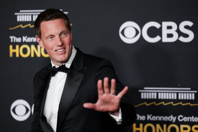 David Ellison poses on the red carpet for the 2025 Kennedy Center Honors at the John F. Kennedy Center for the Performing Arts in Washington, D.C., U.S., December 7, 2025. REUTERS/Jeenah Moon