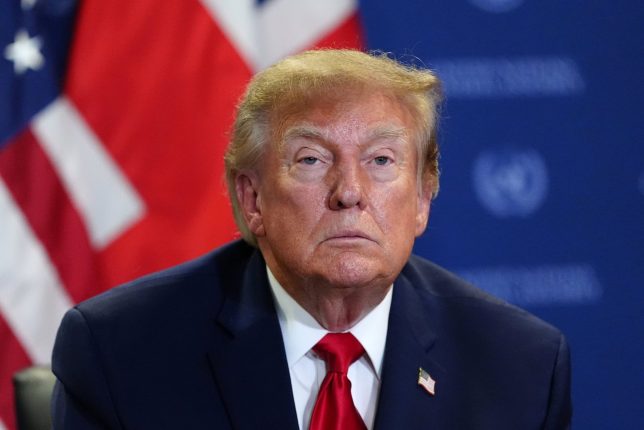 President Donald Trump listens as he meets with Britain's Prime Minister Andy Burnham during the United Nations General Assembly, Tuesday, Sept. 22, 2026, at the UN headquarters. (AP Photo/Julia Demaree Nikhinson)