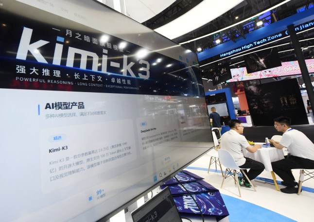 Mandatory Credit: Photo by Costfoto/NurPhoto/Shutterstock (17165467n) Visitors view the Kimi-K3 model by Moonshot AI at the 5th Global Digital Trade Expo in Hangzhou, Zhejiang Province, China, on September 23, 2026. 5th Global Digital Trade Expo in Hangzhou, China - 23 Sep 2026