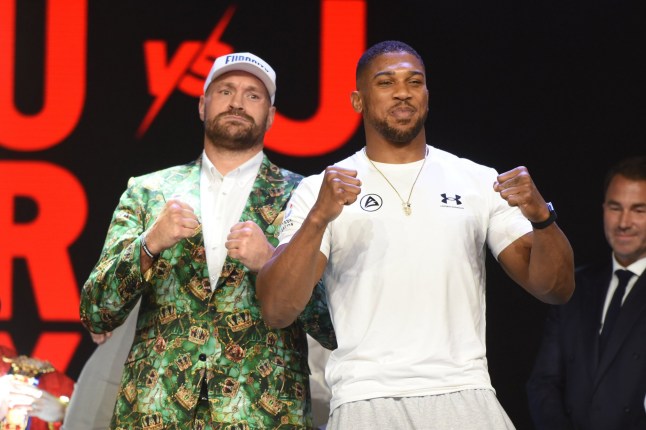 Editorial use ONLY. No model release available. NO UNPAID USE. Mandatory Credit: Photo by Philip Sharkey/TGS Photo/Shutterstock (17179526i) Tyson Fury (L) and Anthony Joshua during a Press Conference at British Airways ARC on 30th September 2026 Fury vs Joshua Press Conference, Boxing, Olympia, London, UK - 30 Sep 2026