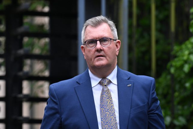 (FILE PHOTO) Former DUP leader Jeffrey Donaldson sentenced to 15 years in prison for child sexual abuse on October 15,2026 NEWRY, NORTHERN IRELAND - JUNE 19: Former DUP Leader Sir Jeffrey Donaldson leaves Newry court house after the Judge sent the jury home for the weekend requesting them to return on Monday on June 19, 2026 in Newry, Northern Ireland. The former Democratic Unionist Party (DUP) leader is facing 18 charges of rape, indecent assault, and gross indecency, involving two alleged victims between 1985 and 2008. A judge ordered a simultaneous trial of facts for his wife, Lady Eleanor Donaldson, who has been accused of five counts related to aiding and abetting her husband's charges. She is has been deemed unfit to stand trial on mental health grounds. (Photo by Charles McQuillan/Getty Images)