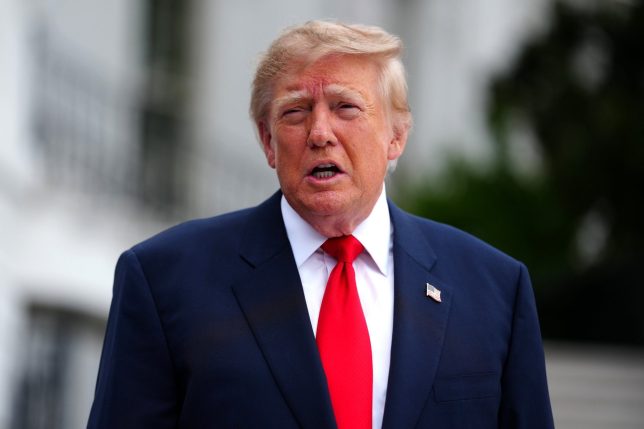 WASHINGTON, DC - OCTOBER 10: U.S. President Donald Trump speaks to members of the media as he departs the White House on the South Lawn on October 10, 2026 in Washington, DC. President Trump is traveling to Clarksville, Tennessee to headline a rally in support of local Republican candidates ahead of the midterm elections. (Photo by Aaron Schwartz/Getty Images)