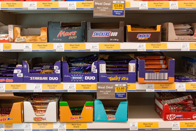 Perth, Scotland, on September 12th 2026: Chocolate Bars sit on supermarket shelves in UK. The sugar tax has made all chocolate ultra expensive in recent years.