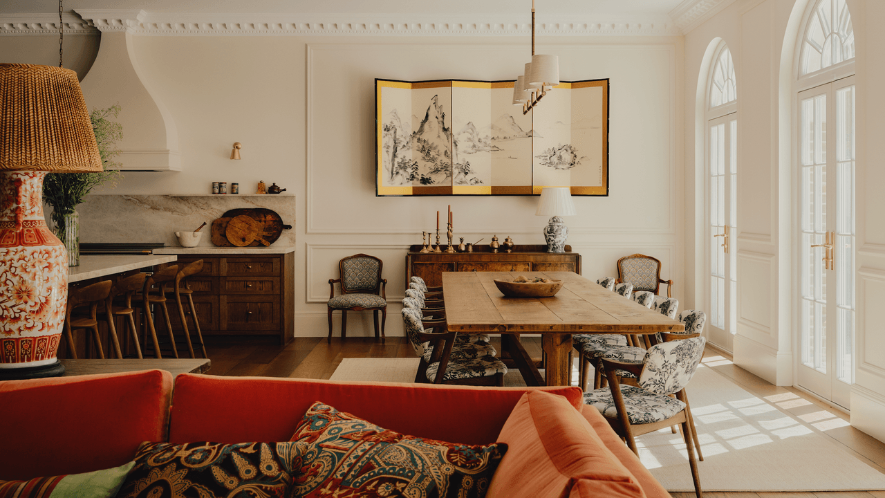 A Georgian-inspired Wimbledon Village new-build softened with antiques, pattern and calming colours