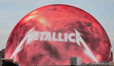 Metallica&rsquo;s band logo projected onto the Las Vegas sphere