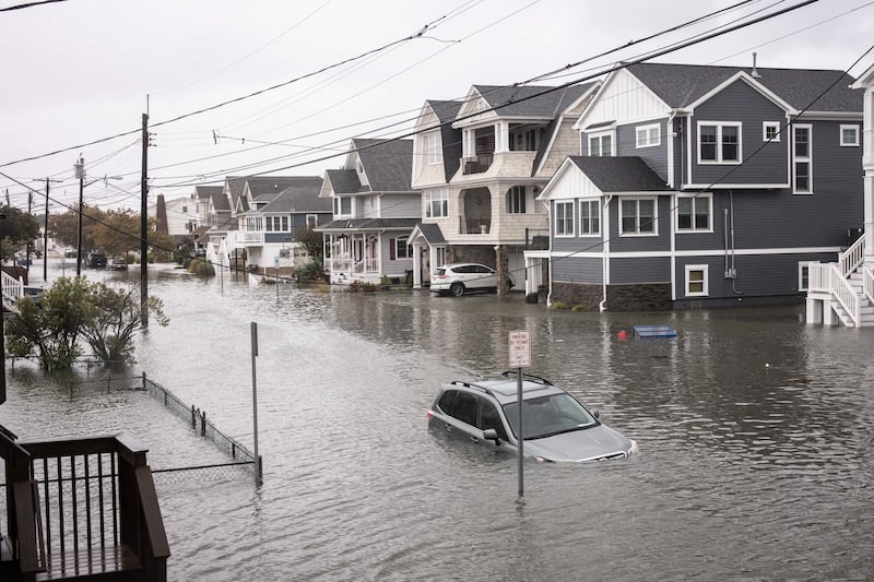 Coastal flooding in New Jersey in September. Photograph: Dave Sanders/The New York Times                      
