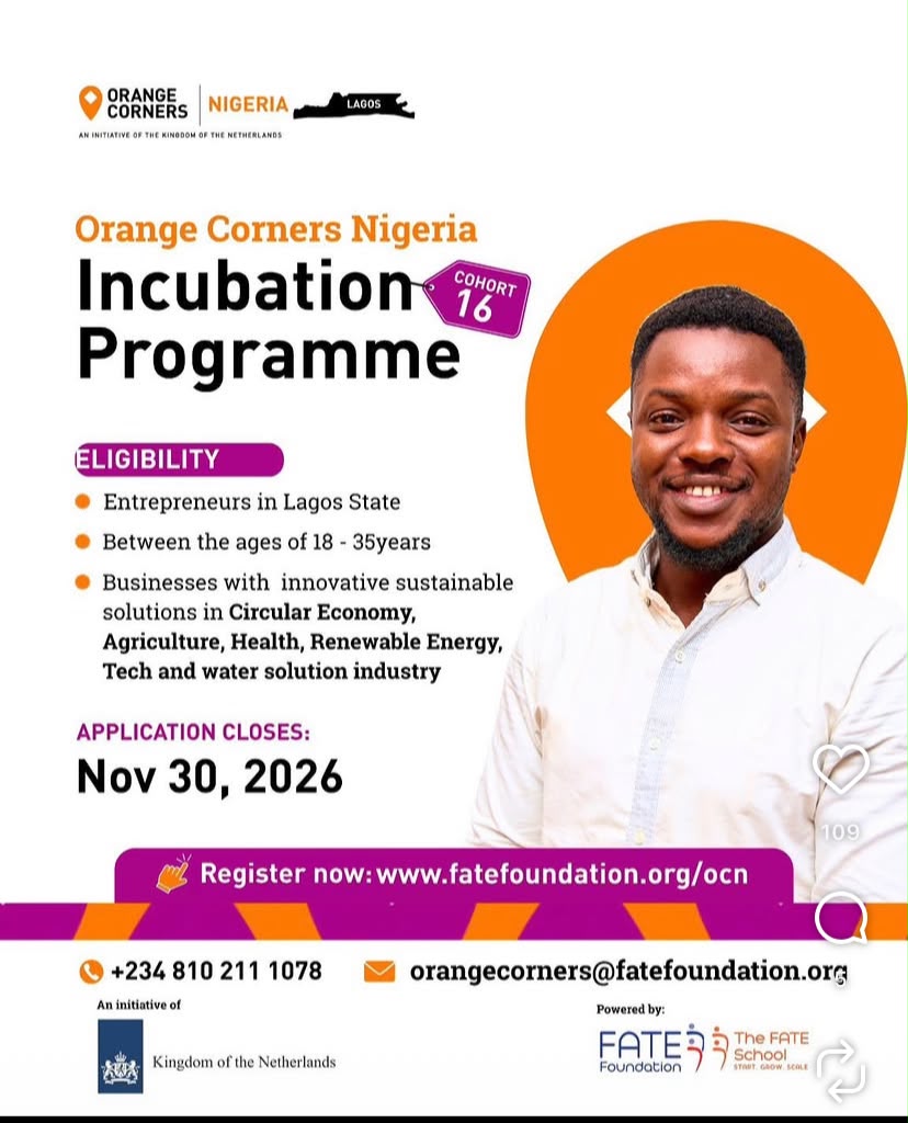 Call for Applications: Orange Corners Nigeria Incubation Programme Cohort 16 