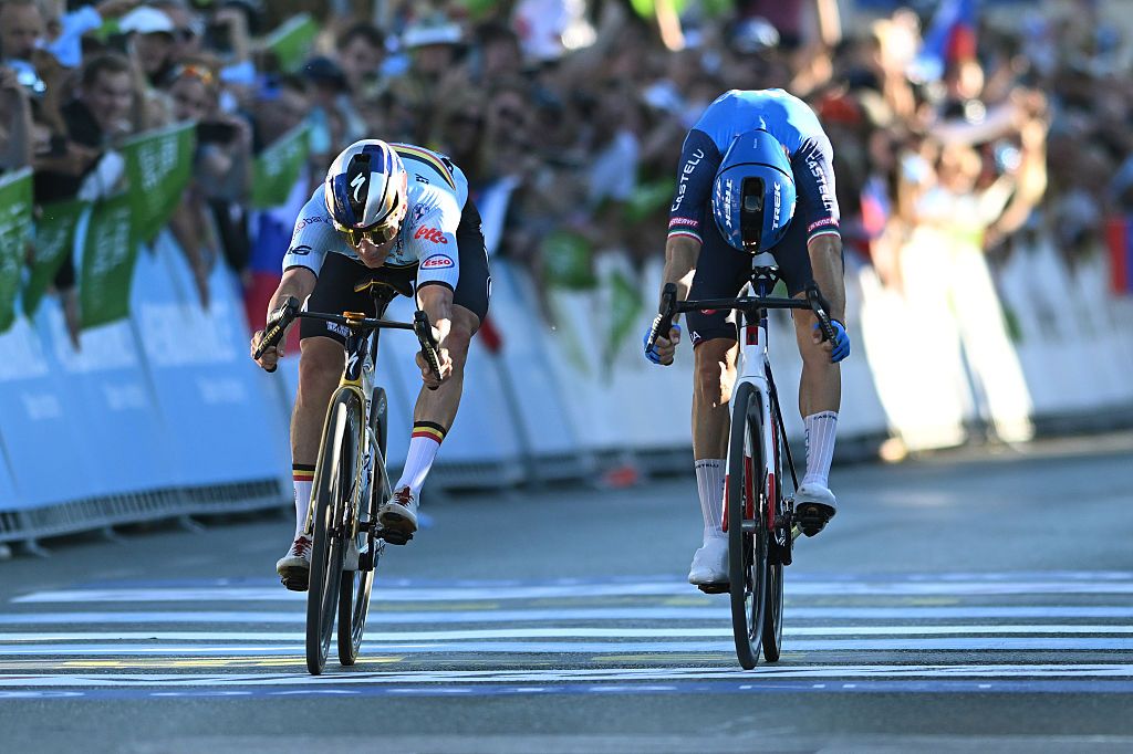 Remco Evenepoel (Belgium) wins the elite men's race at the 2026 UEC Road Cycling European Championships in Sencur, Slovenia. (Photo by Szymon Gruchalski/Getty Images)