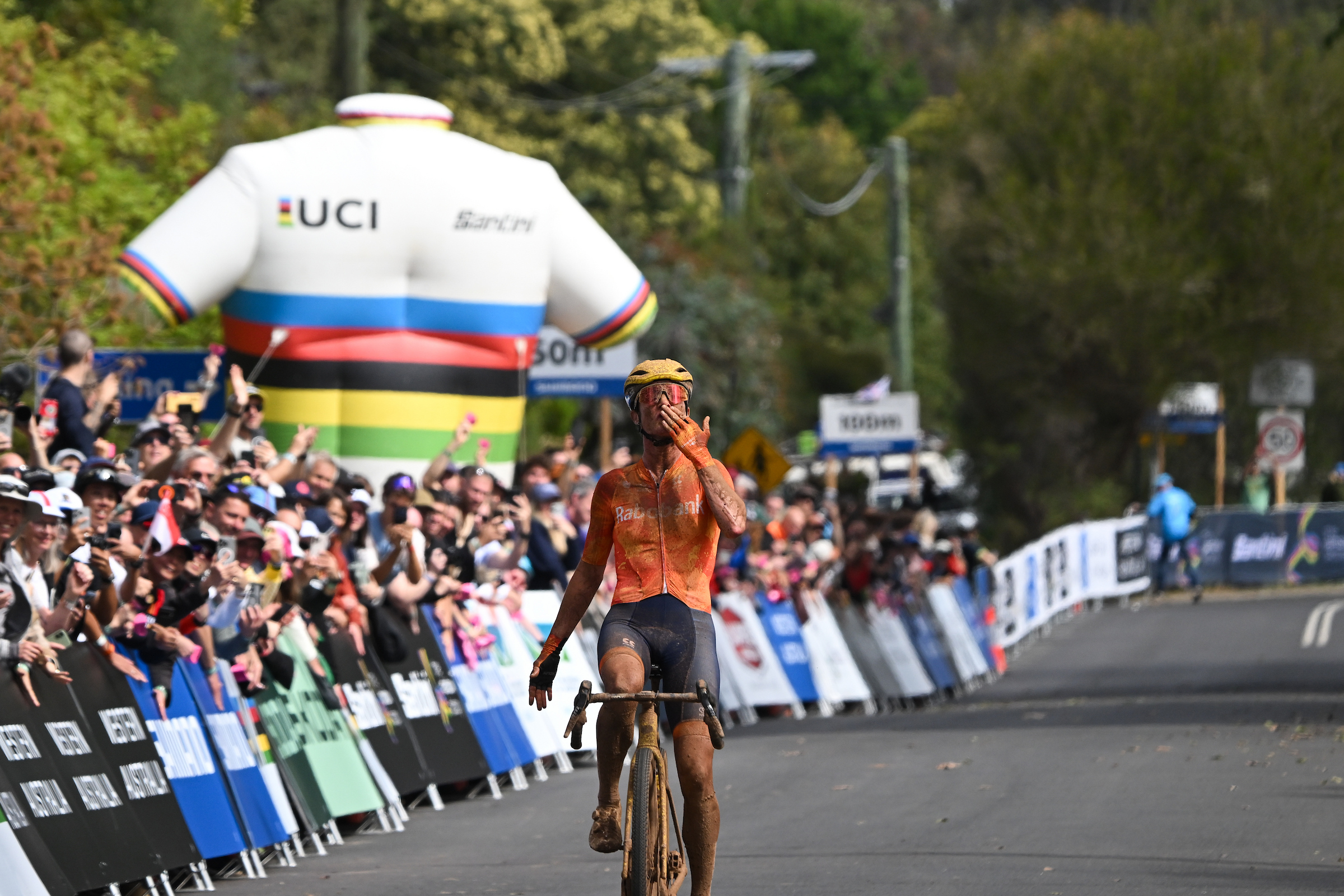 Picture by Zac Williams/SWpix.com - 10/10/2026 - Cycling - 2026 UCI Gravel World Championships - Nannup, Western Australia, Australia - Women&rsquo;s Elite - Marianne Vos (Netherlands) wins to become World Champion