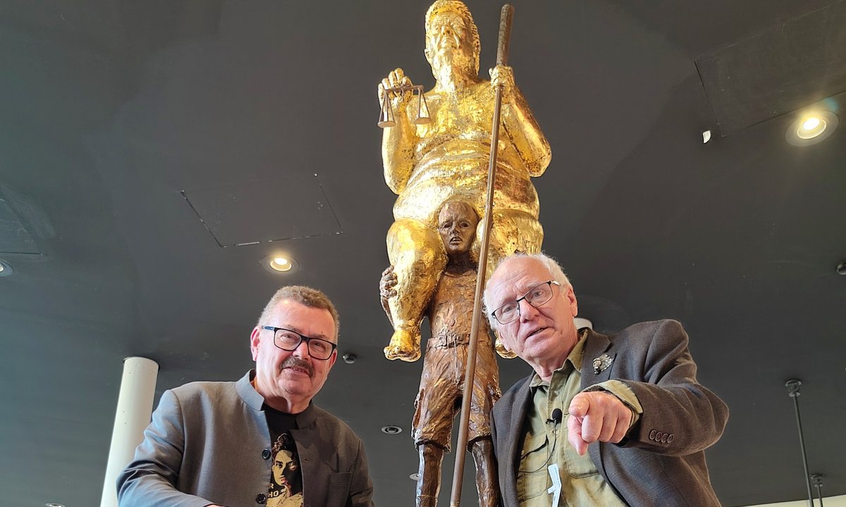Artist unveils golden statue of a nude Donald Trump at European parliament building - The Art Newspaper