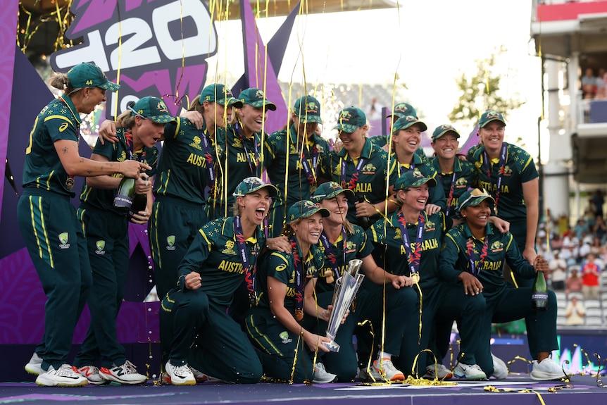 Australian players celebrate Women's World Cup victory
