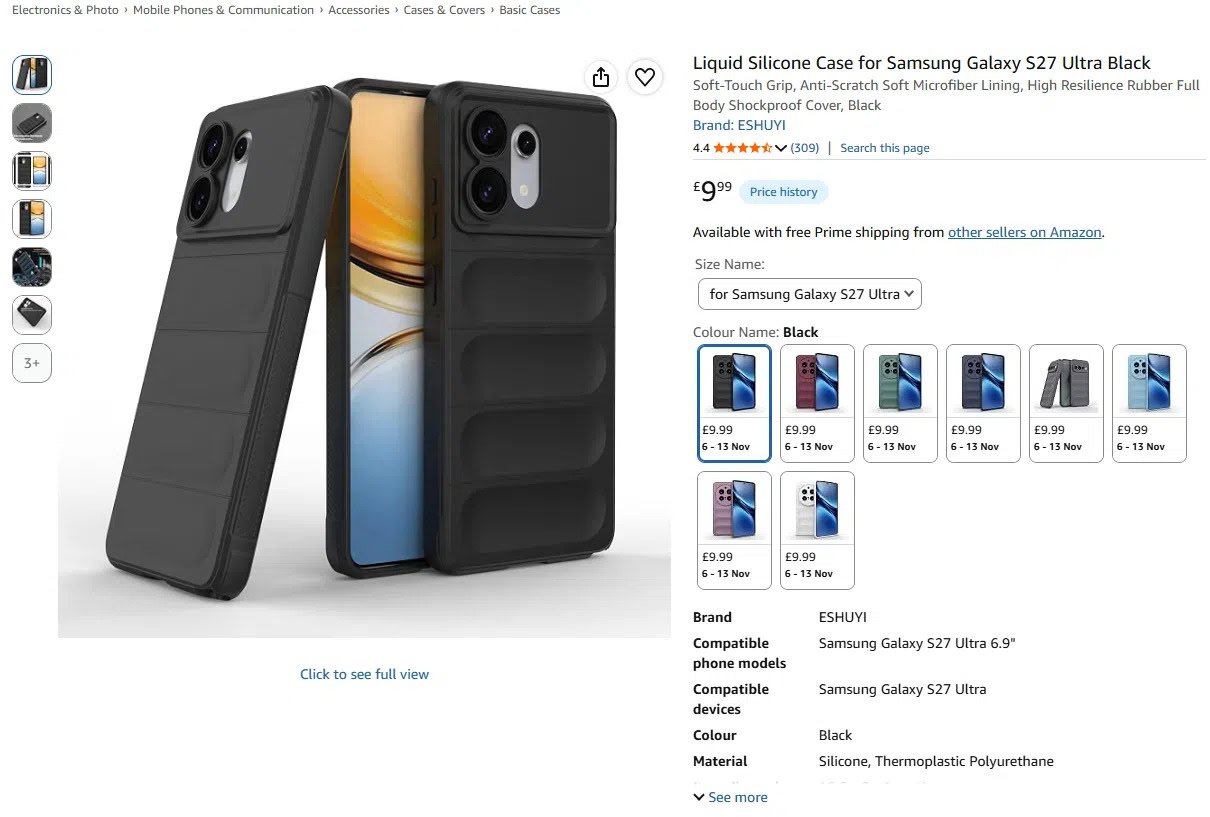 amazon uk s27 ultra black case listing