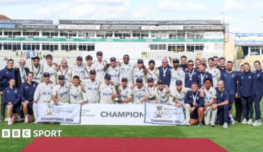 Warwickshire with the county championship cup