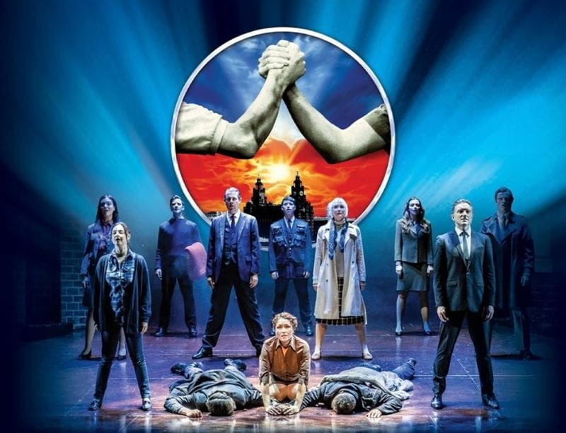 The cast of 'Blood Brothers' performing on stage
