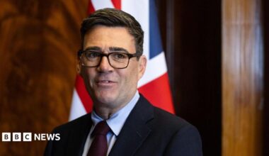 British Prime Minister Andy Burnham attends a bilateral meeting with Norway's Prime Minister Jonas Gahr Store on the opening day of the Labour Party annual conference in Liverpool on 27 September 2026.