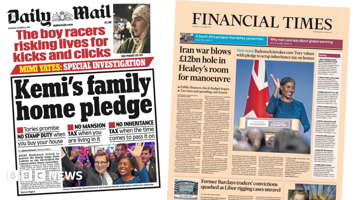 "Kemi's family home pledge" reads the headline on the front page of the Daily Mail.