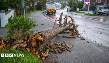 Storm Austen brings 84mph wind gusts as thousands of UK homes without power