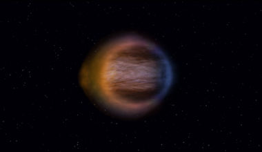 Artist's depiction o WASP 17-b, with its egg-shaped atmosphere. Credit - Engine House and Hannah Wakeford
