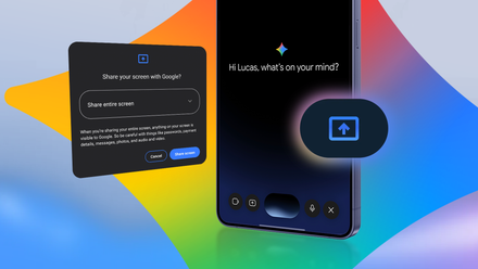 Gemini Live screen sharing shown on a smartphone.