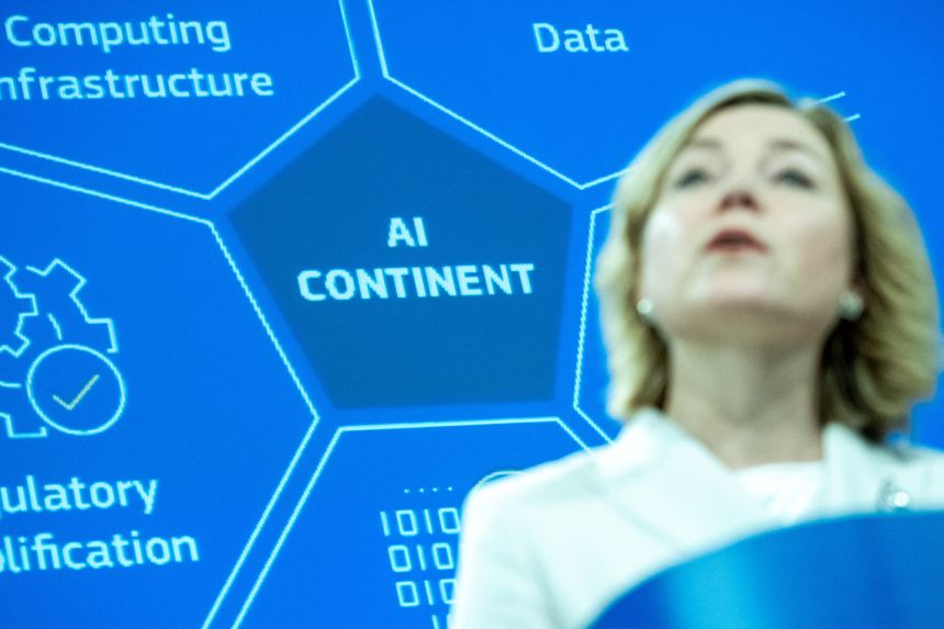 Henna Virkkunen, the European commissioner responsible for tech sovereignty, speaks in Brussels on April 9, 2025.